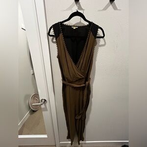 Anthropologie olive green jumpsuit